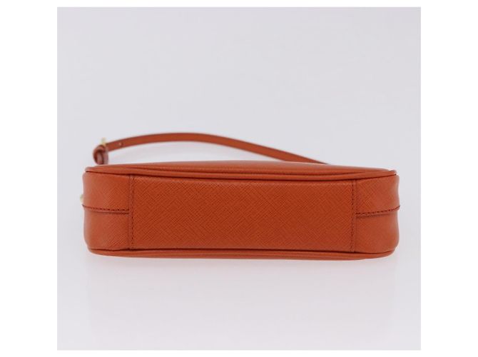 PRADA Accessory Pouch Saffiano leather Orange Gold Auth 200537V Golden - view 5