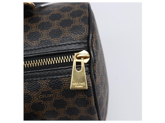 Céline Borsa a mano CELINE Macadam PVC Pelle Nero Tono Oro Auth 202048V - vista 10