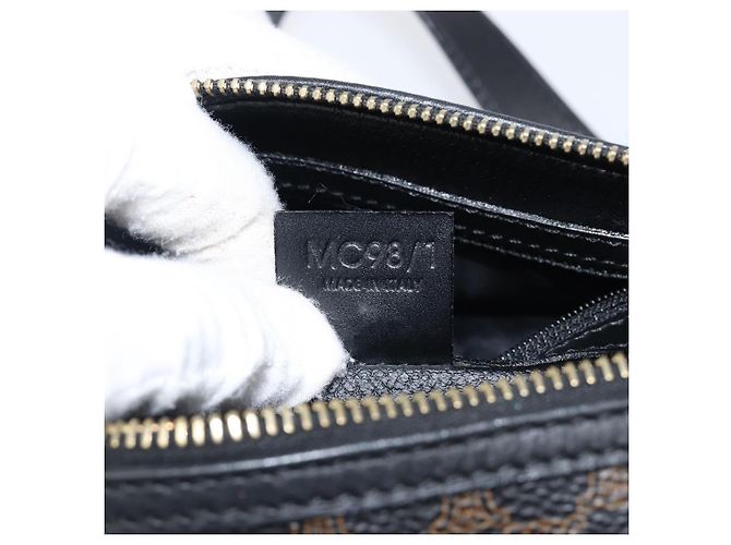 Céline Borsa a mano CELINE Macadam PVC Pelle Nero Tono Oro Auth 202048V - vista 12