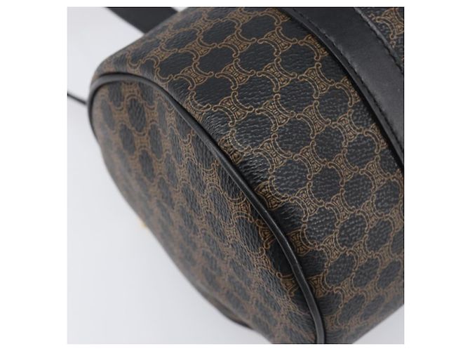 Céline Borsa a mano CELINE Macadam PVC Pelle Nero Tono Oro Auth 202048V - vista 14