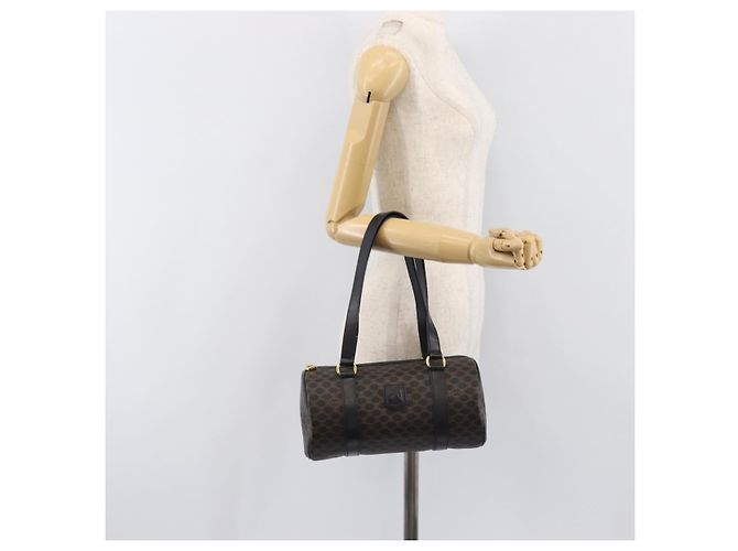 Céline Borsa a mano CELINE Macadam PVC Pelle Nero Tono Oro Auth 202048V - vista 23
