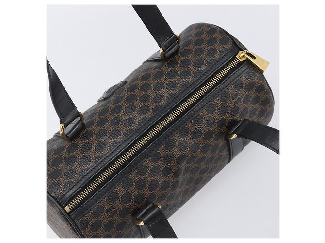 Céline Borsa a mano CELINE Macadam PVC Pelle Nero Tono Oro Auth 202048V - vista 6
