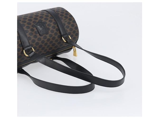 Céline Borsa a mano CELINE Macadam PVC Pelle Nero Tono Oro Auth 202048V - vista 7