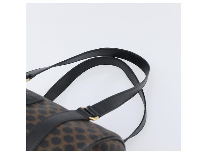 Céline Borsa a mano CELINE Macadam PVC Pelle Nero Tono Oro Auth 202048V - vista 8