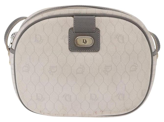 Sac à épaule Christian Dior Honeycomb Canvas PVC White Gold Auth ka5960 Blanc Doré - vue 13
