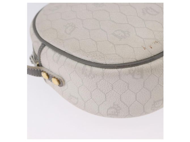 Sac à épaule Christian Dior Honeycomb Canvas PVC White Gold Auth ka5960 Blanc Doré - vue 14