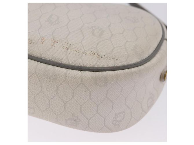 Sac à épaule Christian Dior Honeycomb Canvas PVC White Gold Auth ka5960 Blanc Doré - vue 15