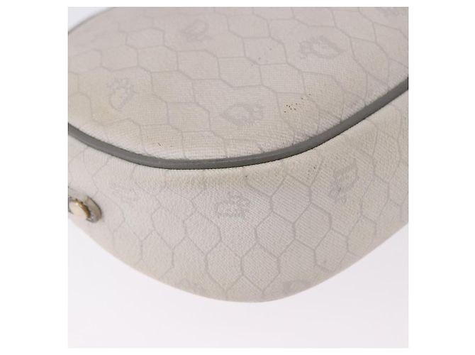 Sac à épaule Christian Dior Honeycomb Canvas PVC White Gold Auth ka5960 Blanc Doré - vue 16