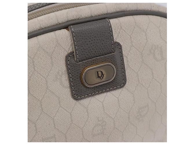 Sac à épaule Christian Dior Honeycomb Canvas PVC White Gold Auth ka5960 Blanc Doré - vue 17