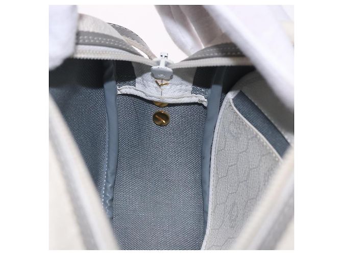 Sac à épaule Christian Dior Honeycomb Canvas PVC White Gold Auth ka5960 Blanc Doré - vue 19