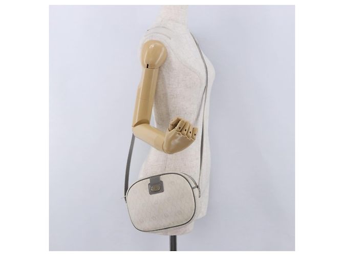 Sac à épaule Christian Dior Honeycomb Canvas PVC White Gold Auth ka5960 Blanc Doré - vue 21