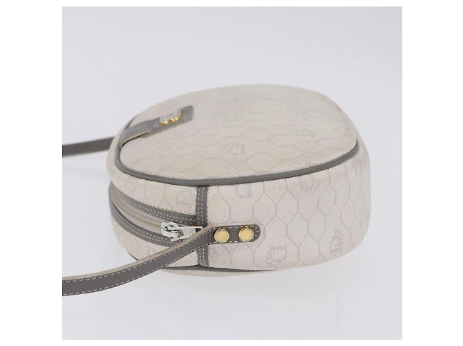 Sac à épaule Christian Dior Honeycomb Canvas PVC White Gold Auth ka5960 Blanc Doré - vue 4