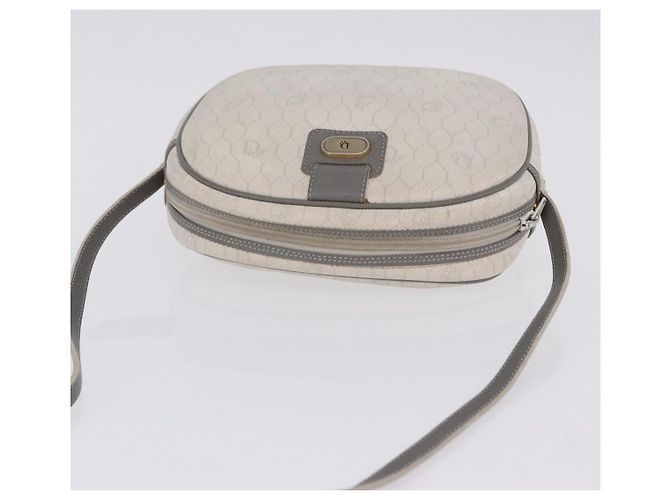 Sac à épaule Christian Dior Honeycomb Canvas PVC White Gold Auth ka5960 Blanc Doré - vue 6