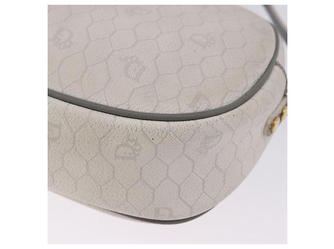 Sac à épaule Christian Dior Honeycomb Canvas PVC White Gold Auth ka5960 Blanc Doré - vue 9