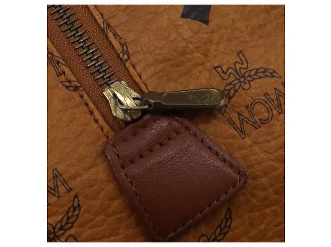 Bolsa Boston MCM Logogram Vicetos PVC Couro Marrom Dourado Auth 199670 - vista 10