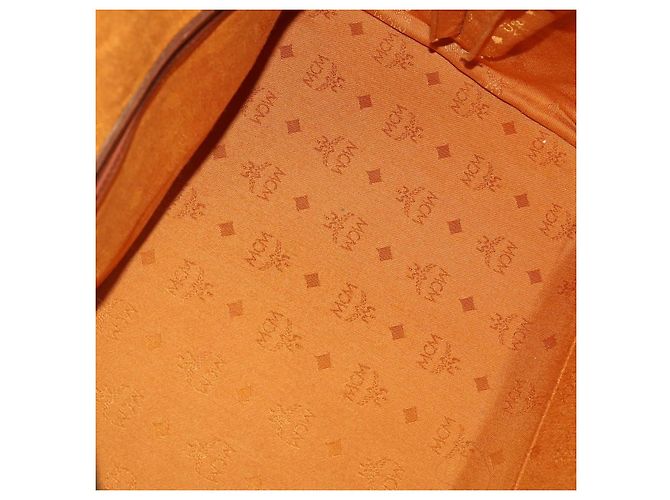 Bolsa Boston MCM Logogram Vicetos PVC Couro Marrom Dourado Auth 199670 - vista 11