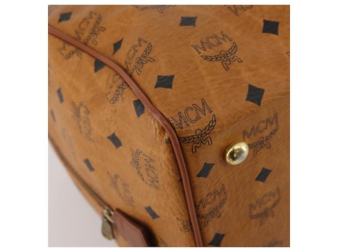Bolsa Boston MCM Logogram Vicetos PVC Couro Marrom Dourado Auth 199670 - vista 15