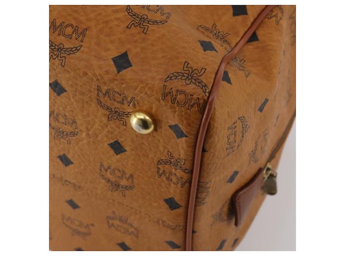 Bolsa Boston MCM Logogram Vicetos PVC Couro Marrom Dourado Auth 199670 - vista 16
