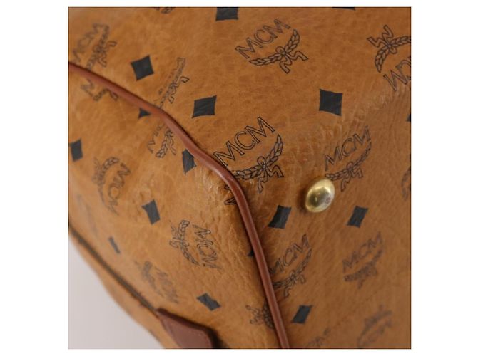 Bolsa Boston MCM Logogram Vicetos PVC Couro Marrom Dourado Auth 199670 - vista 17