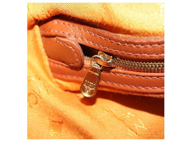 Bolsa Boston MCM Logogram Vicetos PVC Couro Marrom Dourado Auth 199670 - vista 20