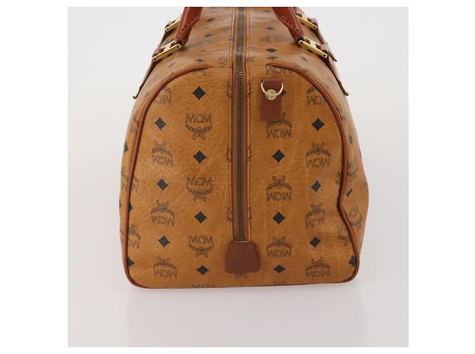 Bolsa Boston MCM Logogram Vicetos PVC Couro Marrom Dourado Auth 199670 - vista 3