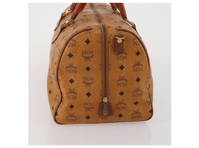 Bolsa Boston MCM Logogram Vicetos PVC Couro Marrom Dourado Auth 199670 - vista 4