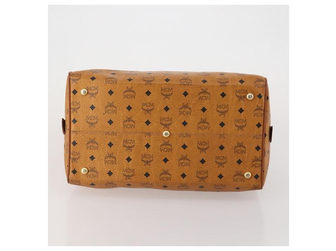 Bolsa Boston MCM Logogram Vicetos PVC Couro Marrom Dourado Auth 199670 - vista 5