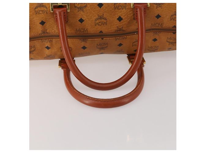 Bolsa Boston MCM Logogram Vicetos PVC Couro Marrom Dourado Auth 199670 - vista 7