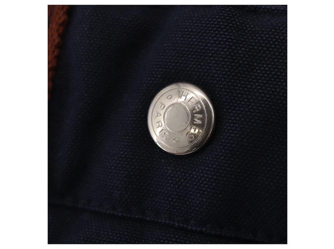 Hermès Borsa HERMES Fourre Tout PM cotone Navy Silver Auth 199880 Argento Blu navy - vista 10