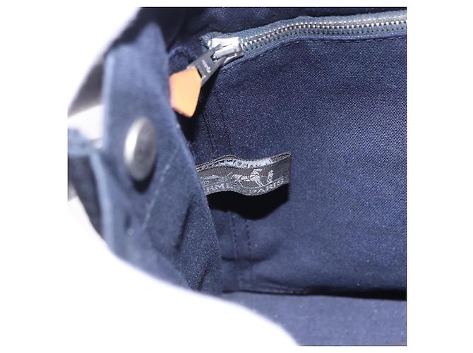 Hermès Borsa HERMES Fourre Tout PM cotone Navy Silver Auth 199880 Argento Blu navy - vista 17