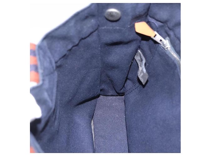Hermès Borsa HERMES Fourre Tout PM cotone Navy Silver Auth 199880 Argento Blu navy - vista 19