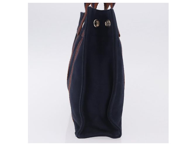 Hermès Borsa HERMES Fourre Tout PM cotone Navy Silver Auth 199880 Argento Blu navy - vista 4