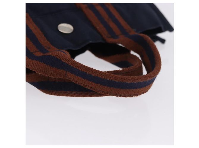 Hermès Borsa HERMES Fourre Tout PM cotone Navy Silver Auth 199880 Argento Blu navy - vista 7