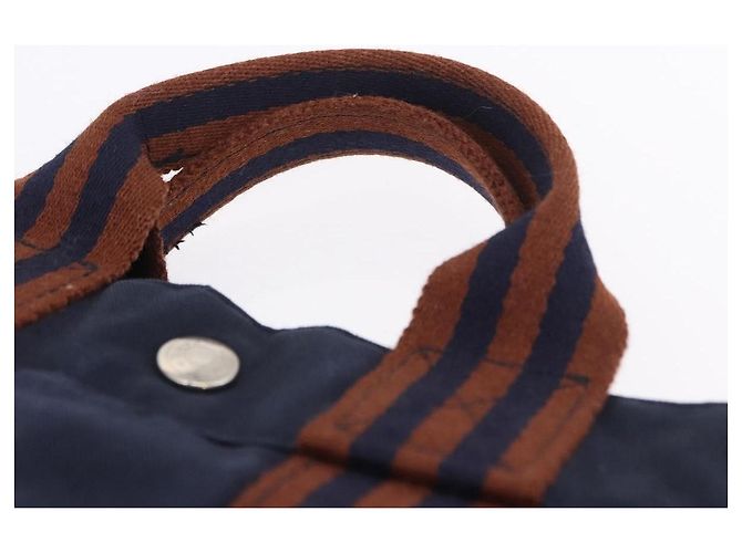Hermès Borsa HERMES Fourre Tout PM cotone Navy Silver Auth 199880 Argento Blu navy - vista 8