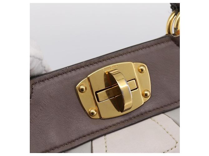 Borsa a mano Miu Miu Matelassé in pelle 2way Grigio Tono Oro Auth 199342A Marrone - vista 19