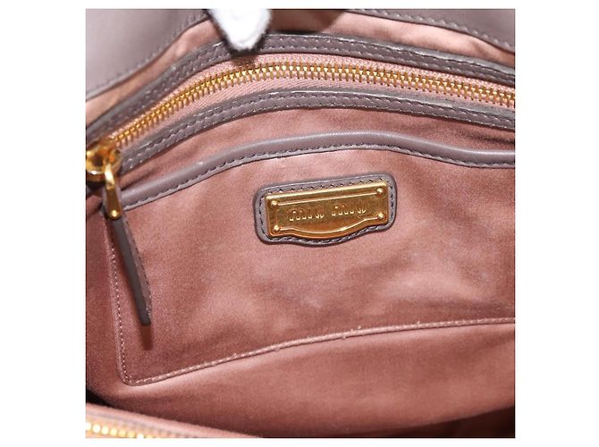 Borsa a mano Miu Miu Matelassé in pelle 2way Grigio Tono Oro Auth 199342A Marrone - vista 20