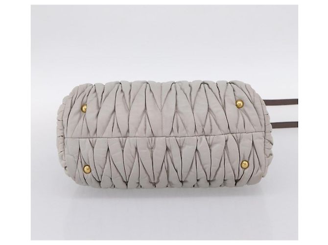 Borsa a mano Miu Miu Matelassé in pelle 2way Grigio Tono Oro Auth 199342A Marrone - vista 5