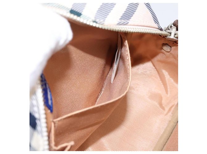 Borsa a tracolla BURBERRY Nova Check Blue Label Canvas Beige Silver Auth bs36934 Argento - vista 21