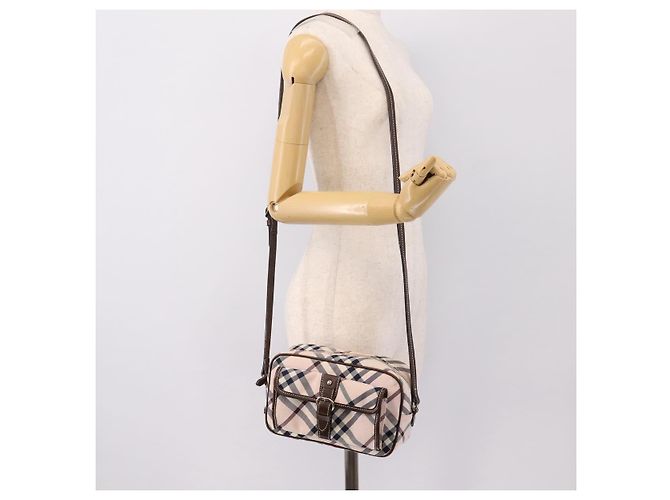 Borsa a tracolla BURBERRY Nova Check Blue Label Canvas Beige Silver Auth bs36934 Argento - vista 25
