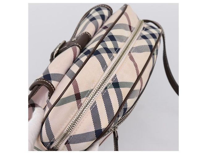 Borsa a tracolla BURBERRY Nova Check Blue Label Canvas Beige Silver Auth bs36934 Argento - vista 6