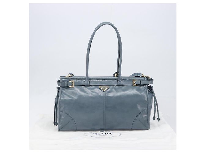 Borsa a mano PRADA Bonnie Large in pelle 2way Blu Oro Auth yk20726SAM D'oro - vista 12