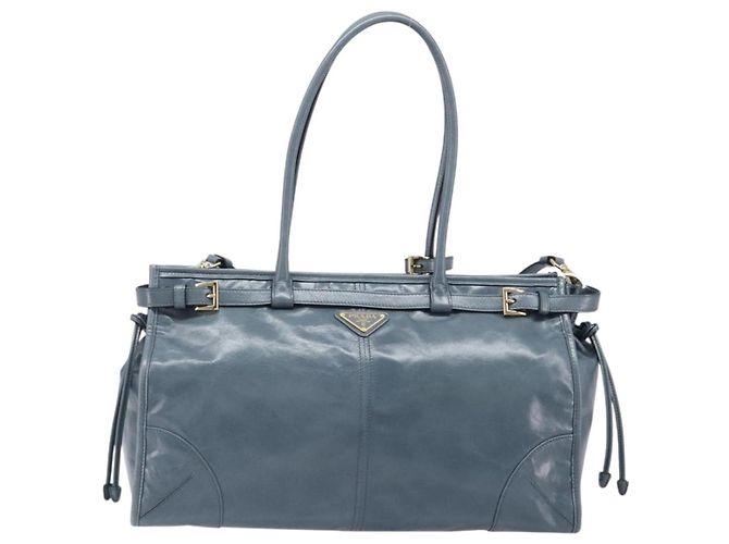 Borsa a mano PRADA Bonnie Large in pelle 2way Blu Oro Auth yk20726SAM D'oro - vista 13