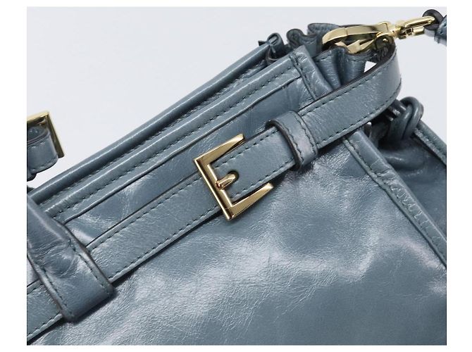 Borsa a mano PRADA Bonnie Large in pelle 2way Blu Oro Auth yk20726SAM D'oro - vista 20