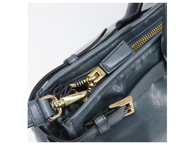 Borsa a mano PRADA Bonnie Large in pelle 2way Blu Oro Auth yk20726SAM D'oro - vista 22