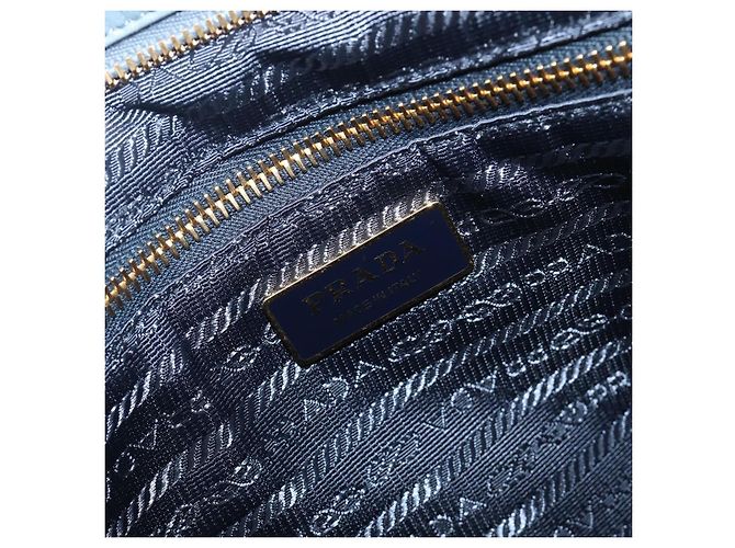Borsa a mano PRADA Bonnie Large in pelle 2way Blu Oro Auth yk20726SAM D'oro - vista 23