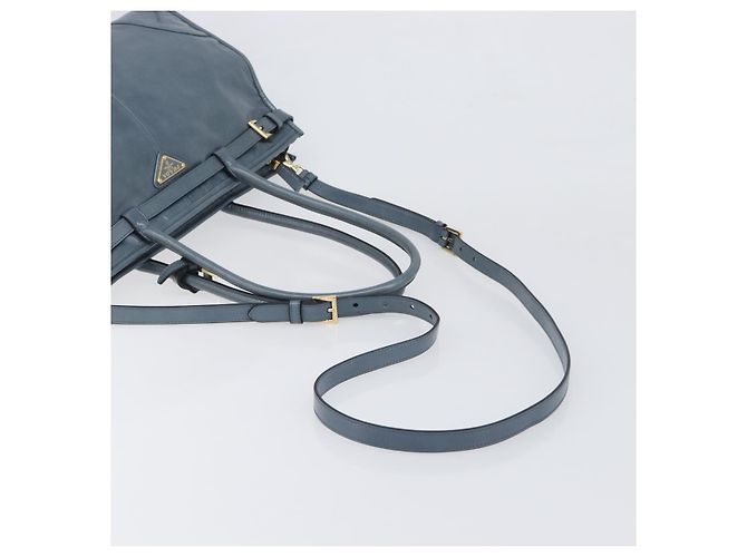Borsa a mano PRADA Bonnie Large in pelle 2way Blu Oro Auth yk20726SAM D'oro - vista 8