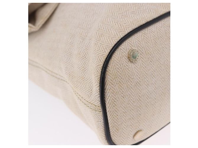Bulgari Borsa a Mano BVLGARI Canvas 2way Beige Tono Oro Auth 202121A - vista 16