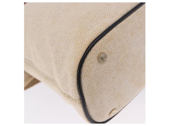 Bulgari Borsa a Mano BVLGARI Canvas 2way Beige Tono Oro Auth 202121A - vista 18