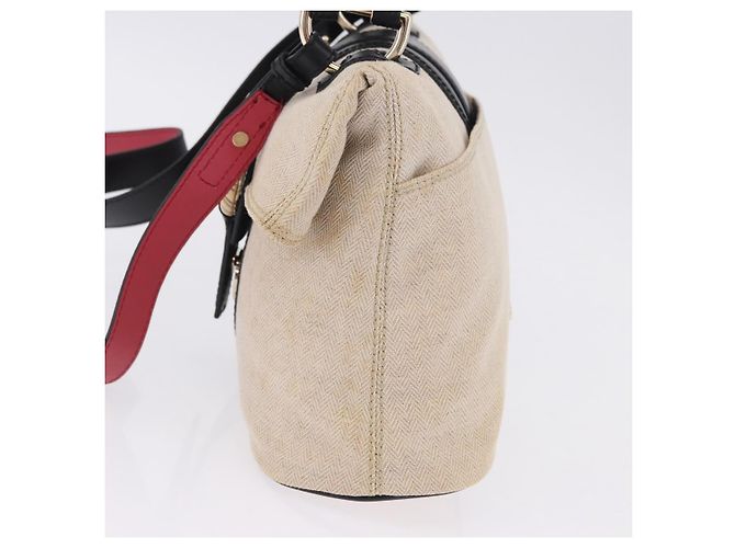 Bulgari Borsa a Mano BVLGARI Canvas 2way Beige Tono Oro Auth 202121A - vista 4