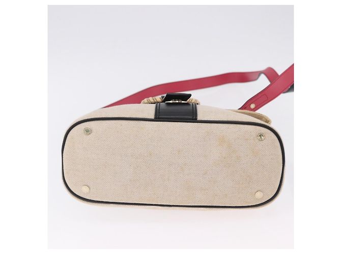 Bulgari Borsa a Mano BVLGARI Canvas 2way Beige Tono Oro Auth 202121A - vista 6